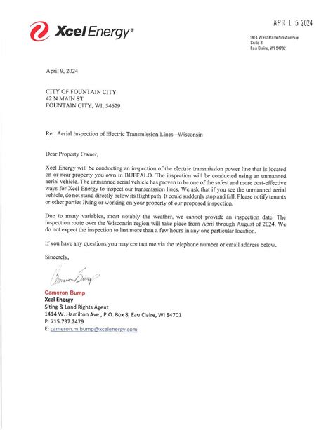 Xcel Notice on power line inspections