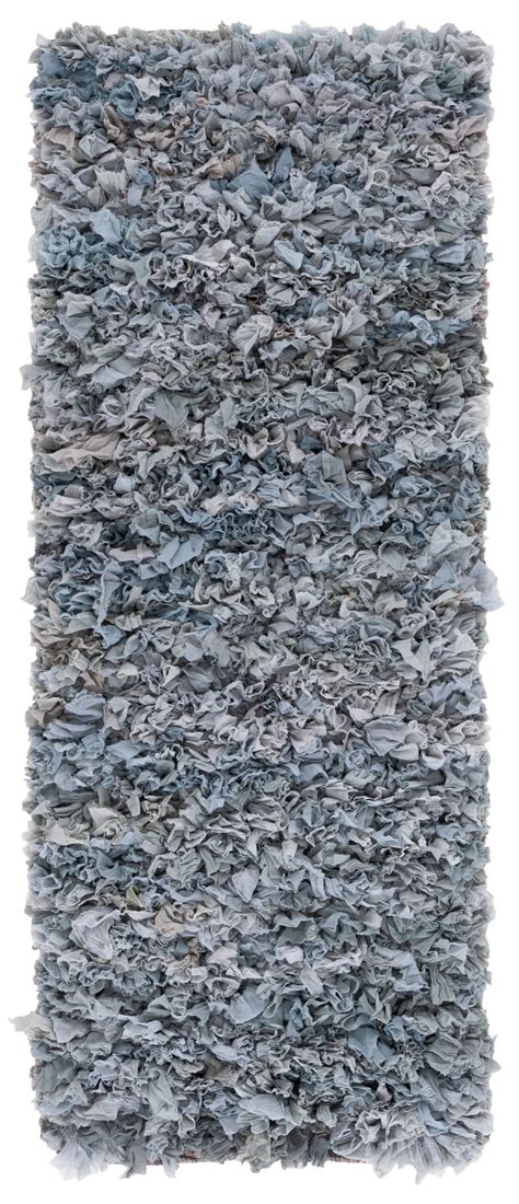 SAFAVIEH Rio Dallas Geometric Polyester Shag Runner Rug, Light Grey, 2 ...