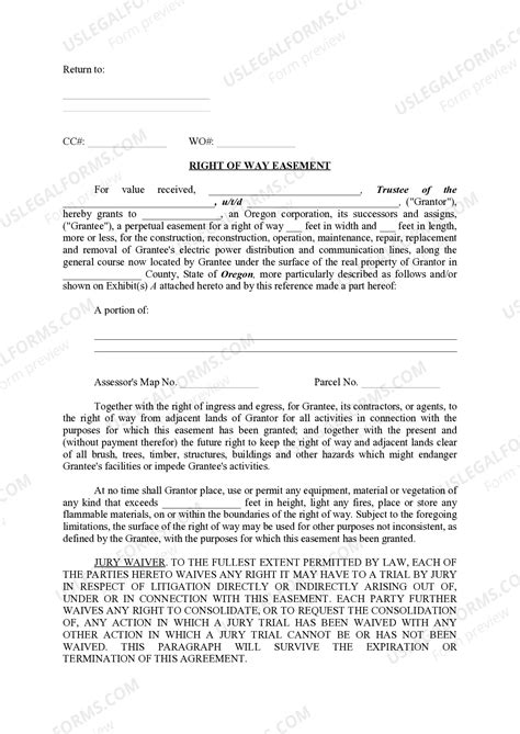 Oregon Right of Way Easement | US Legal Forms