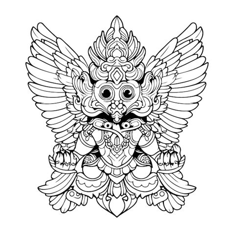 Garuda Wisnu kencana kleurplaat lijntekening dag | Premium Vector