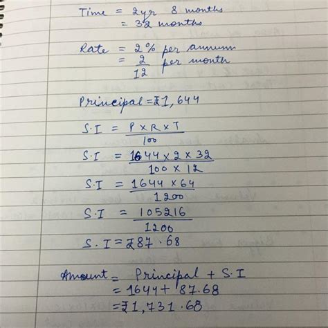 14. What sum amounts of 1644 in 2 yr 8 months at 2% per month simple ...