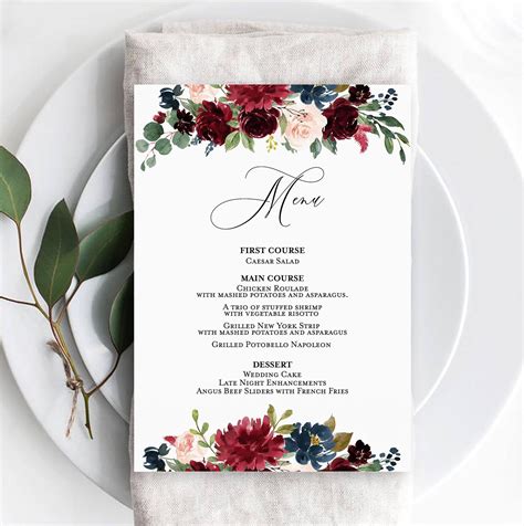 Wedding Program Sign, Bar Menu Wedding, Wedding Menu Template, Wedding ...