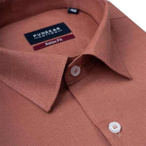 Pastel Maroon Color Solid Cotton Linen Shirt For Men – Punekar Cotton