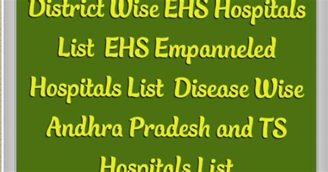 District Wise EHS Hospitals List - EHS Empanneled Hospitals List ...