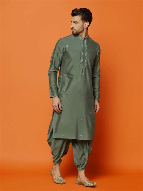 Kisah Men's Green Kurta Dhoti Set - Kisah