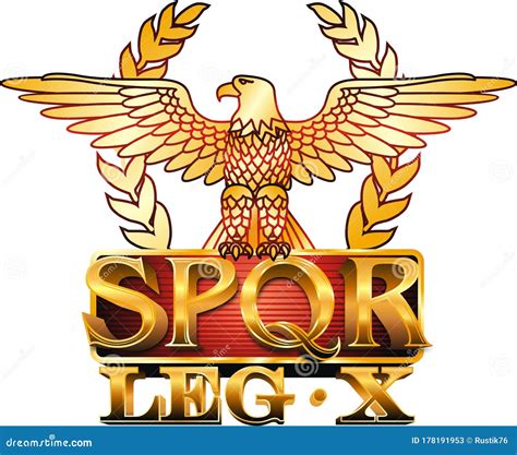 Symbol of the Ancient Roman Empire with an Eagle and the Latin Abbreviation SPQR on an Isolated ...