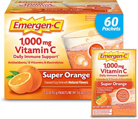 Amazon.com: Emergen-C Vitamin C Flavored Fizzy Drink Mix Packets, Super ...