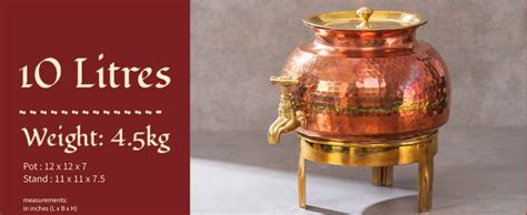 P-TAL Pure Copper Water Dispenser 5 Litre Copper Pot Copper Matka Water ...