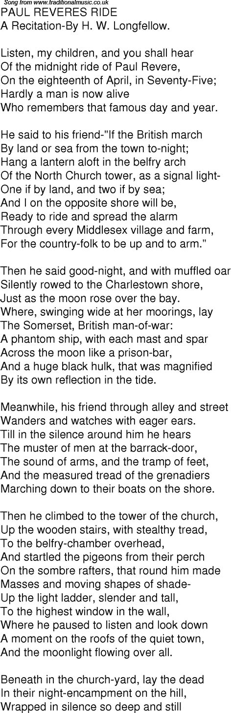 Midnight Ride Of Paul Revere Lyrics