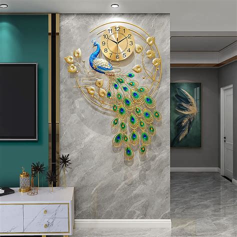 EURSON Large Peacock Wall Clock 36.6 inch Metal India | Ubuy