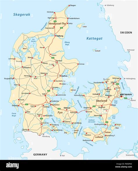 denmark road map Stock Vector Image & Art - Alamy