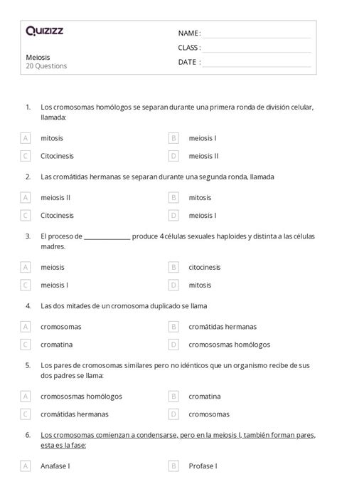 50+ meiosis worksheets for 10th Class on Quizizz | Free & Printable