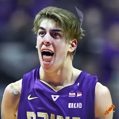 Caucasian basketball player slam dunking for the Washington Huskies on ...