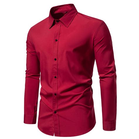 Mens Slim Fit Dress Shirt Clearance Sales,Wrinkle-Free Long Sleeve ...
