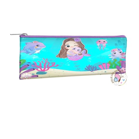 Estojo Slim Personalizados 19 x 7 - Tema Sereia | Elo7