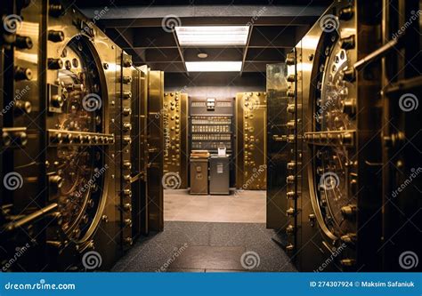 Safe Deposit Boxes Room in Bank Vault. Inside in Bank Vault Room with ...