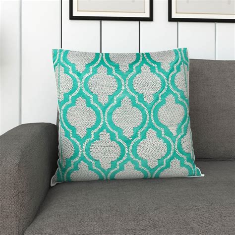 Buy Mandarin Embroidered Cotton Cushion Cover : 40 cm x 40 cm Blue from ...