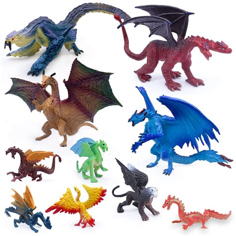 Buy SIENON 5" & 3" Dragon Toy Figures - 10 Pack Assorted Mythical ...