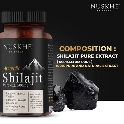 Nuskhe by Paras Ayurvedic Shilajit Pure Ext. | For Men & Women | 60 Veg ...