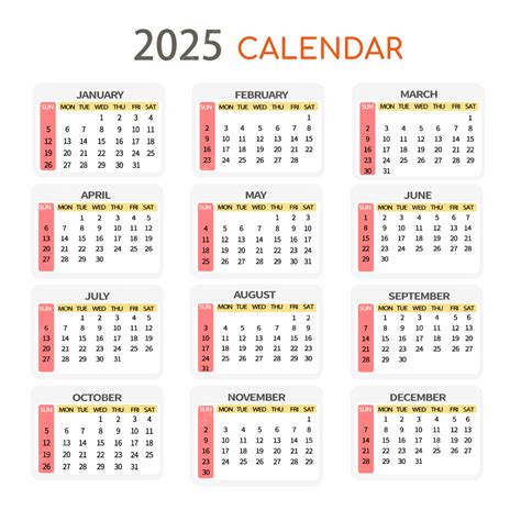 2025 Sunday Calendar
