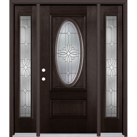 Masonite Laurel 64-in x 80-in Wood 3/4 Lite Right-Hand Inswing Walnut ...