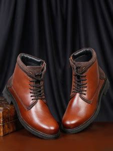 Teakwood Men Brown Solid Leather Mid-Top Boots Boots For Men - Buy ...
