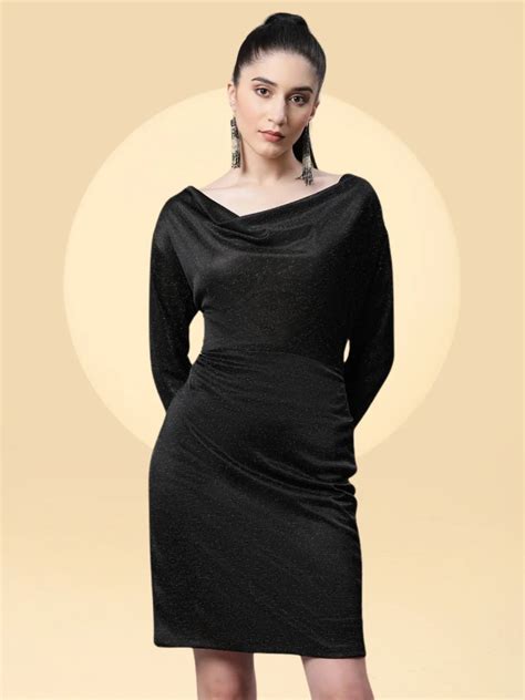 Buy Women Gold Lurex Black Hosiery Sheath Party Dress - Global Republic