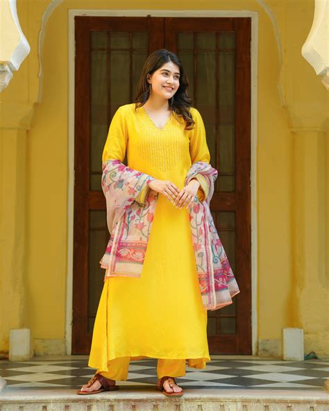Yellow Kalamkari Suit Set – Ambraee