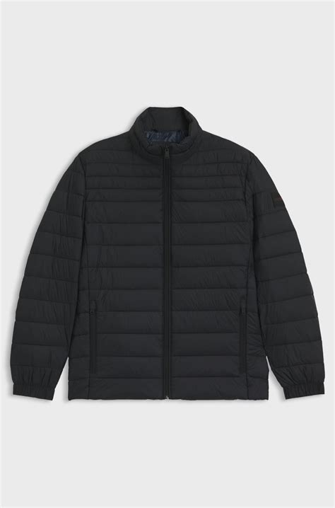 BOSS - Water-repellent jacket with mixed quilting - Black