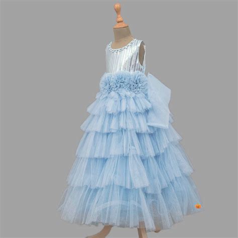 Buy Sky Blue Sequin Girls Gown – Mumkins