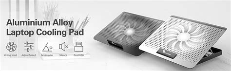 Proffisy Aluminum Laptop Cooling Pad with One Big Quiet Cooling Fan