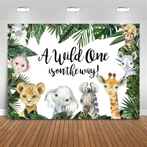 Buy Moca Safari Baby Shower Backdrop Jungle Animals Background Tropical ...