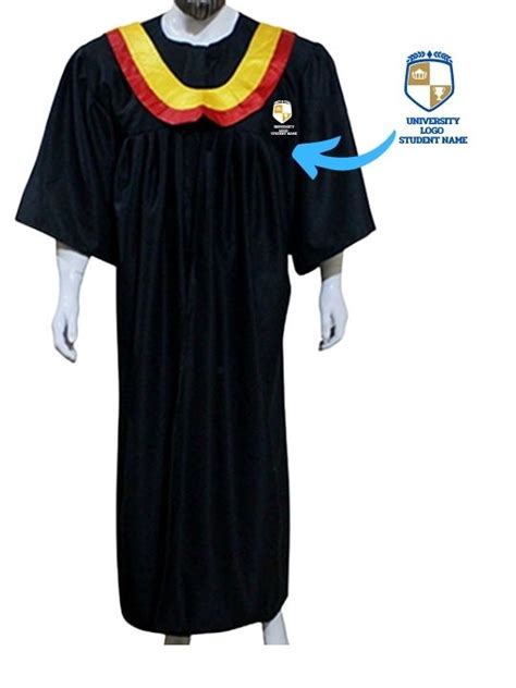 Red & Gold Strip Personalized Graduation Gown | Personalized ...