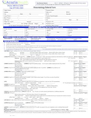 Rheumatology Referral Form - Blank Fillable Template | Fill Out, Print ...