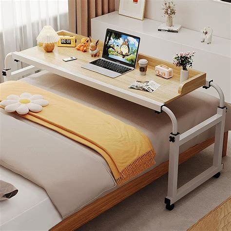 Amazon.com: QZQHNYJ Overbed Table with 4 Wheels, Over Bed Desk Height ...
