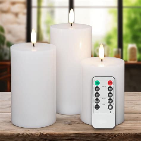 Amazon.com: AFINETH White Flameless Pillar Candles, Battery Operated ...