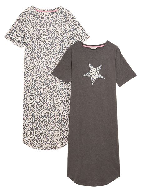 Buy 2pk Cotton Rich Animal Print Nightdresses at Marks & Spencer