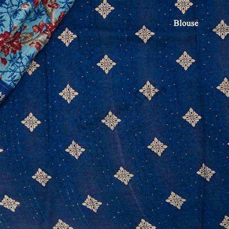 Semi Raw Silk Light Blue Printed Saree – Kumaran Silks