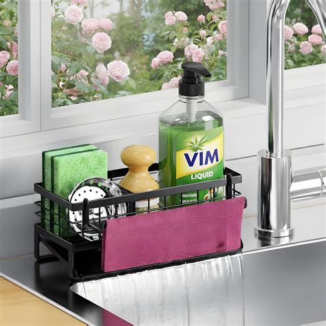 TEX-RO Kitchen Sink Organiser | Soap Stand with Drain Tray & Towel Bar ...