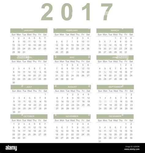 Calendar 2017, monthly calendar of 2017 Stock Photo - Alamy