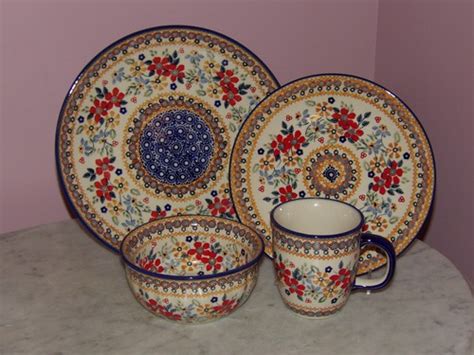 Polish Pottery 16 PC Dinnerware Set! UNIKAT | Ubuy India
