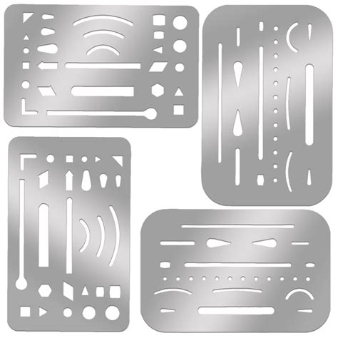 4 Pcs Erasing Shield Stainless Steel Drawing Template Shield Drafting ...