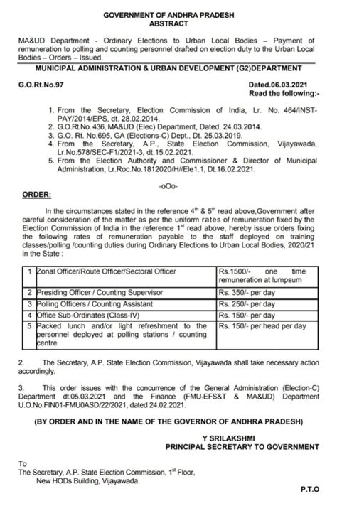 Payment of remuneration to polling and counting personnel drafted on ...
