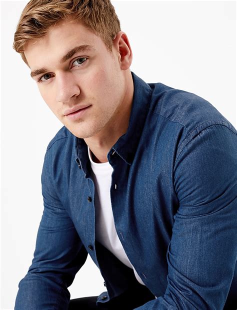 Buy Pure Cotton Denim Shirt at Marks & Spencer