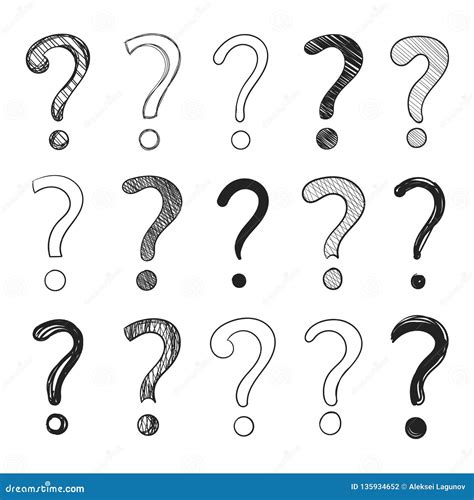 Vector Doodle Hand Drawn Question Marks Set Isolated Black Drawings ...