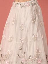 Grey Net Sequinse Work Semi-Stitched Lehenga & Unstitche