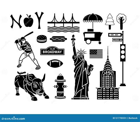 New York icons stock vector. Illustration of contour - 51778559