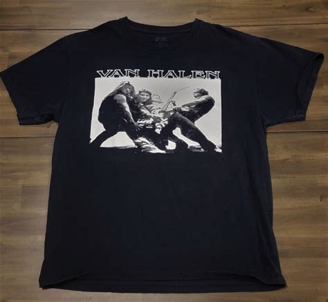 SOLID BLACK VAN HALEN TEE SHIRT T-SHIRT Men's Large Very Nice Condition ...