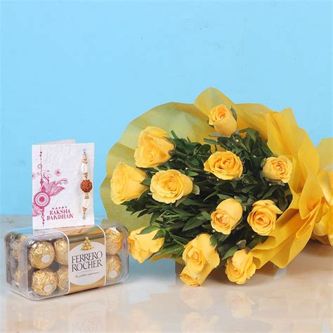 Buy Yellow Roses N Ferrero Rocher Combo Online at Best Price | Od