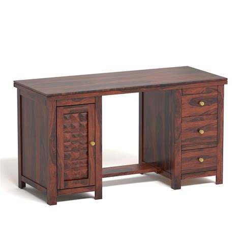 Diamond Sheesham Wood Computer Table in Honey Finish– WOODPEEL ...